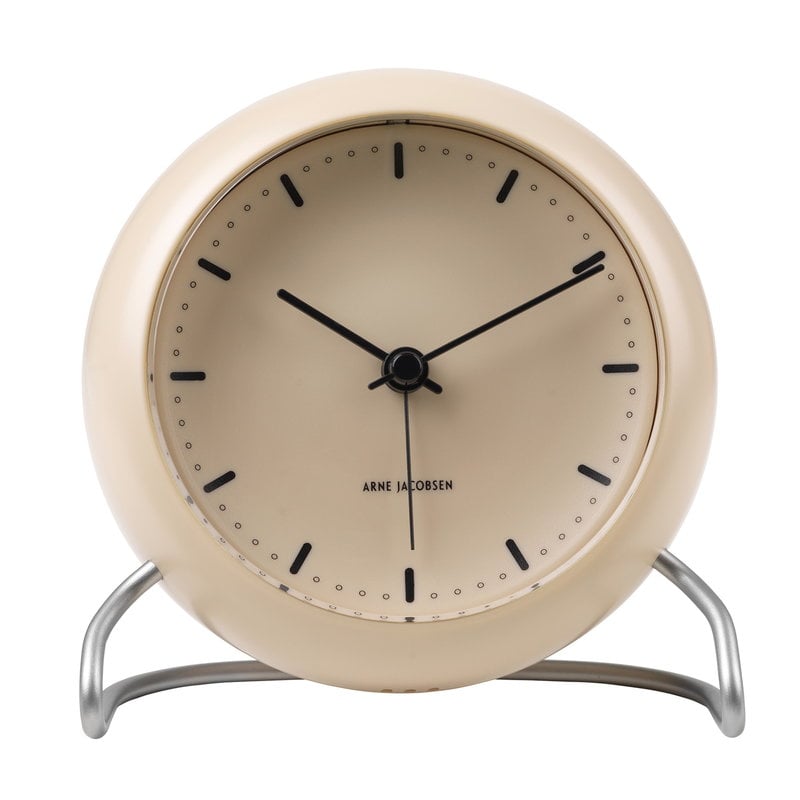 Arne Jacobsen AJ City Hall table clock with alarm, sandy beige