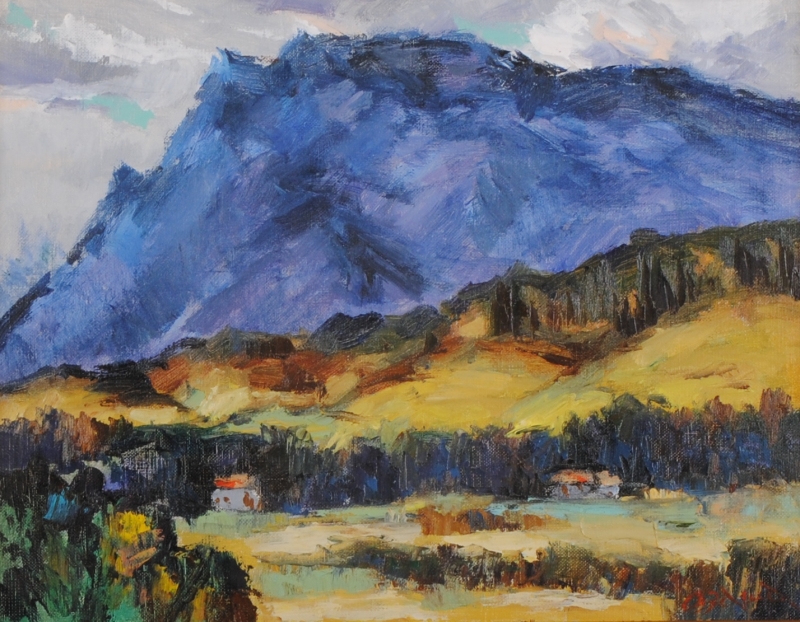 油絵の絵画で小沢健次郎が描いた阿蘇の絵の油絵「中岳」を購入