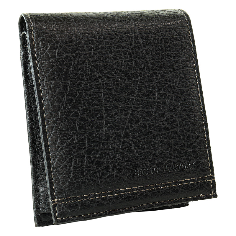 BASIC FACTORY 二つ折り財布 合皮大シワ ブラック ｜ ミスターマックス