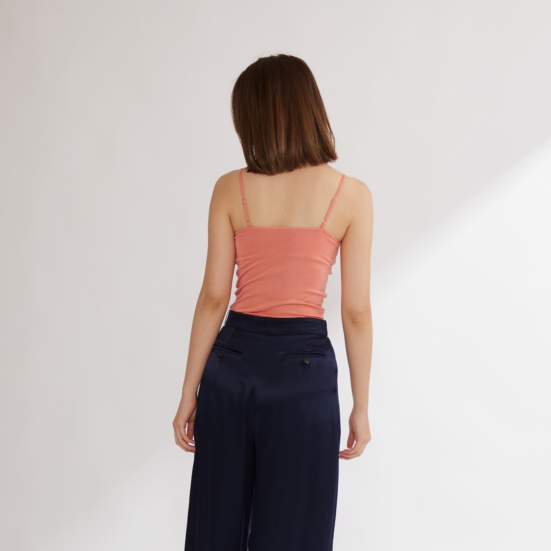 シルク100%キャミソール, カップ付き, 2023AWモデル, コーラル