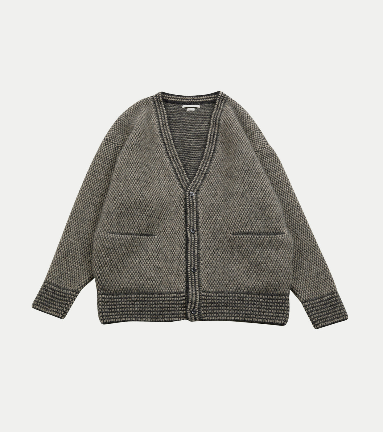 blurhms Alpaca Bird's-eye Knit Cardigan,Black Ecru – Navyblue