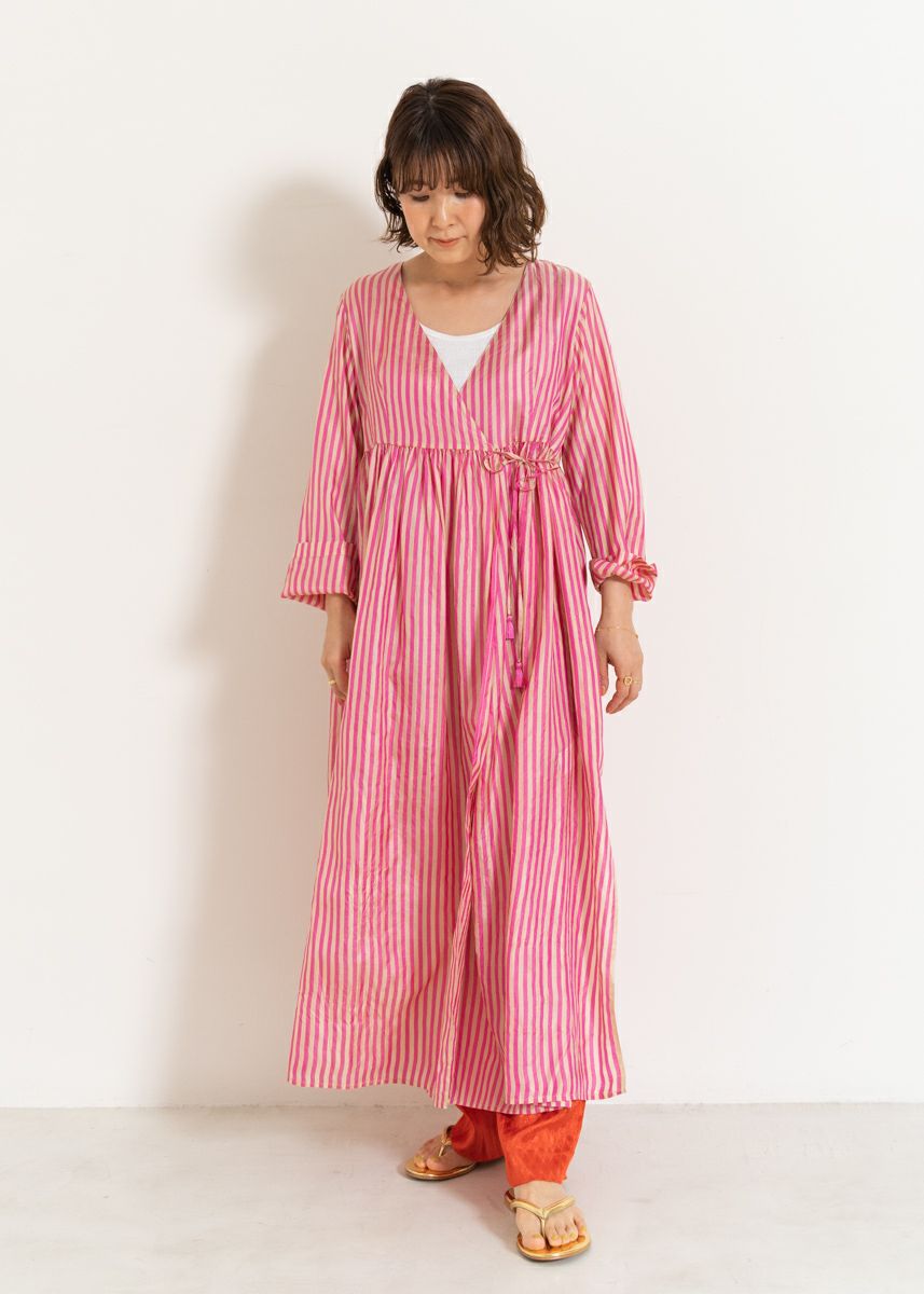 Silk Stripe Crossover Gown | Pasand by ne Quittez pas | パサン