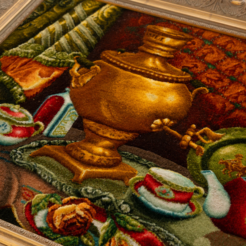 ペルシャ手織り絨毯 ウール＆シルク ピクチャー タブリーズ 額縁49