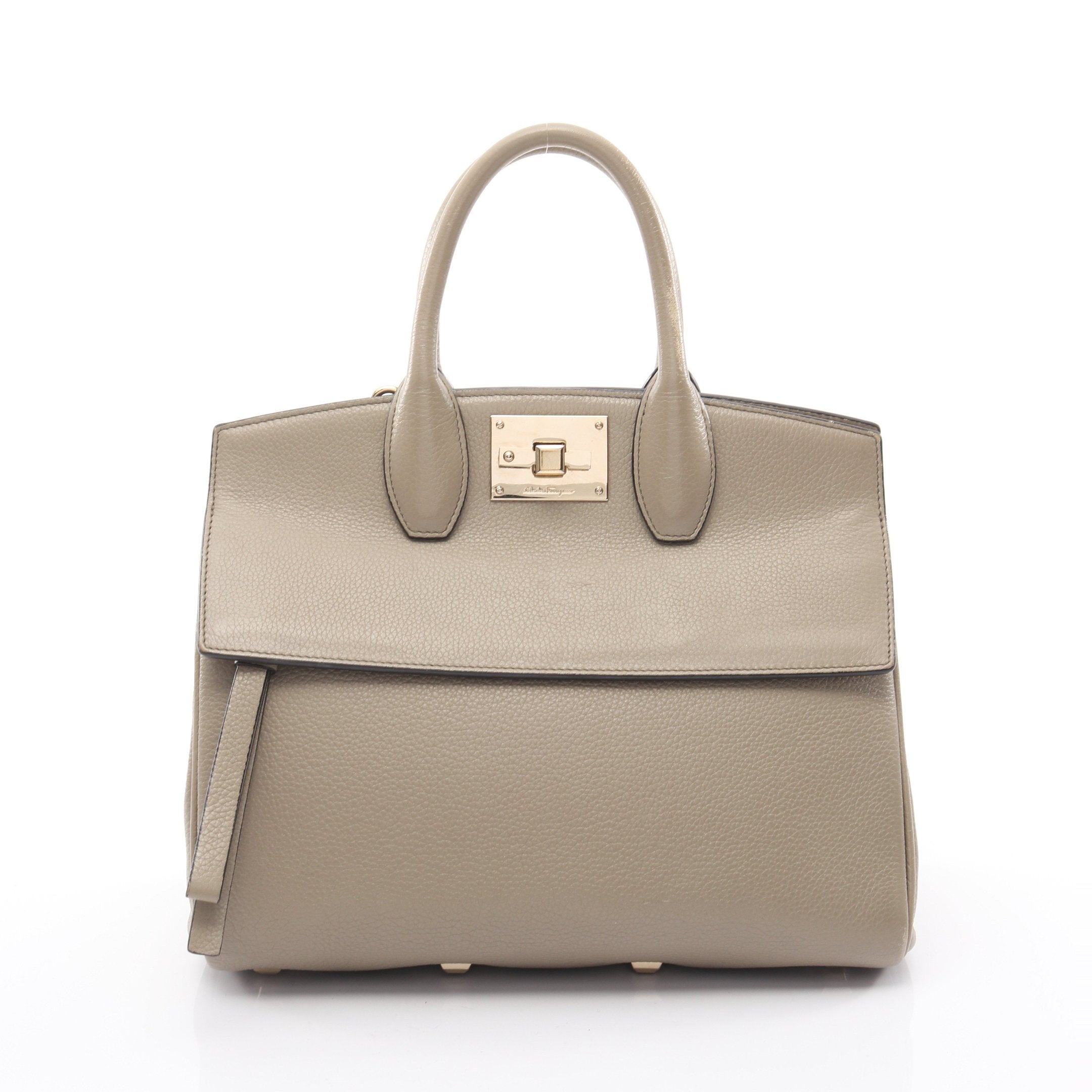 ガンチーニ ハンドバッグ レザー ベージュ サルヴァトーレフェラガモ