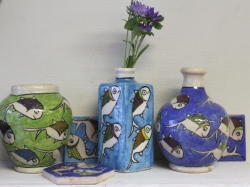 花模様 陶器の花瓶 ZA445