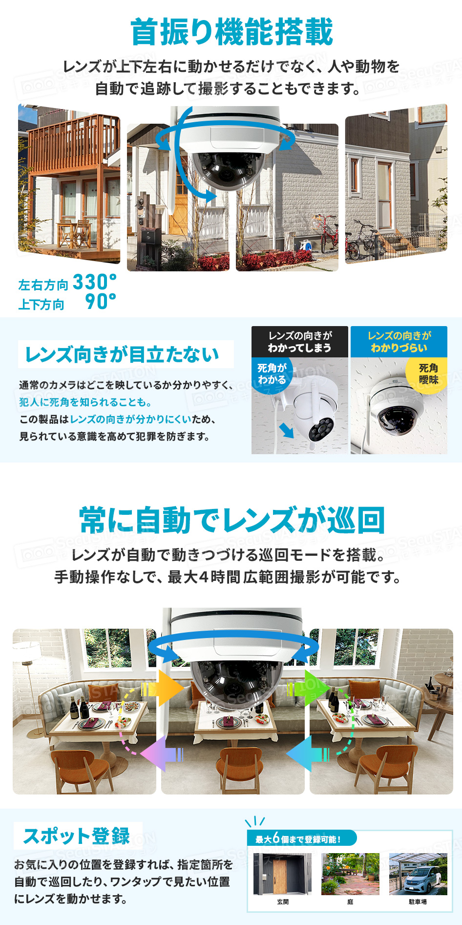 SecuSTATION 公式ストア 【一般用】ドーム型パンチルト対応カメラ SC