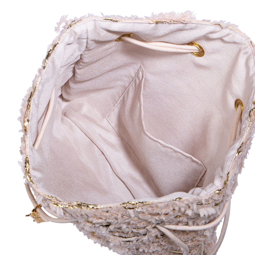 婦人画報別注】マリアケントツイード 巾着バッグ＆ポーチ(アイボリー