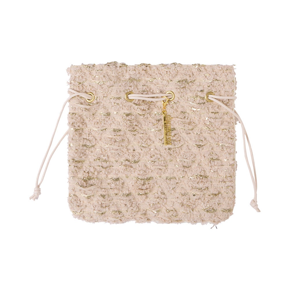 婦人画報別注】マリアケントツイード 巾着バッグ＆ポーチ(アイボリー