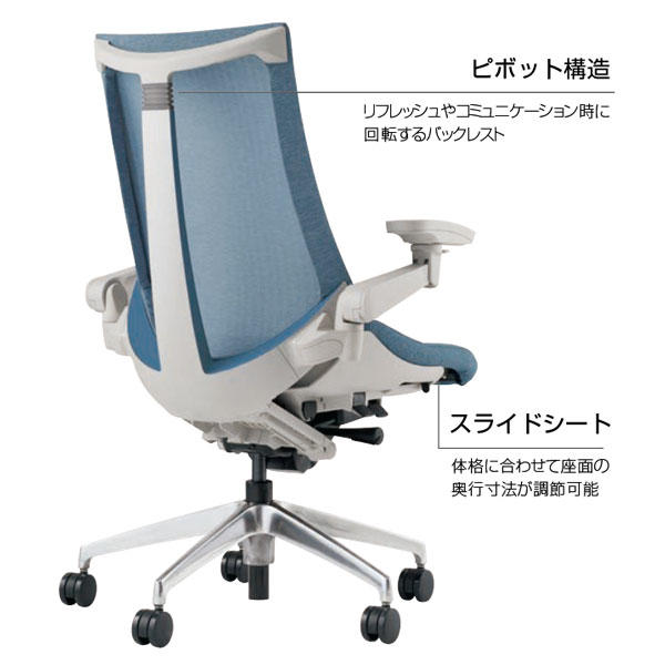 アクトチェア プレーンクロスバック KG-437PS-GNT1｜オフィスチェア