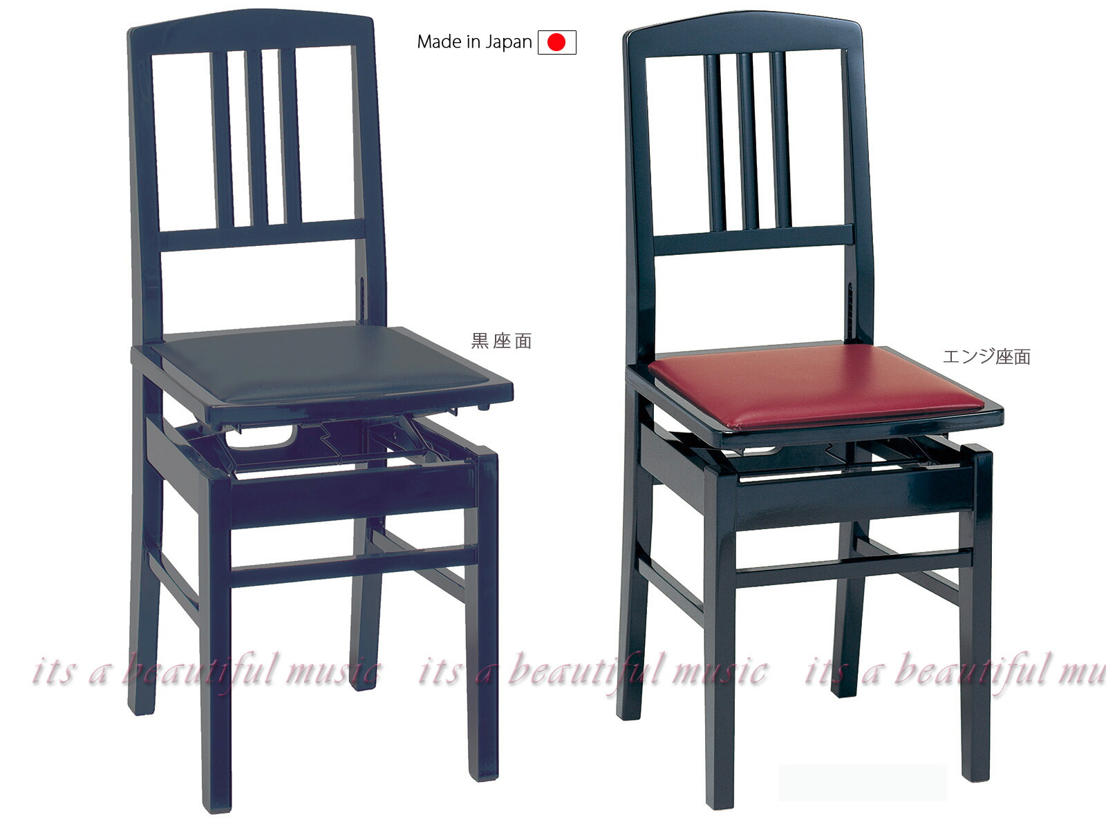 楽天市場】【its】背付きピアノ椅子 イトーシンNo.5（黒つや・黒座面