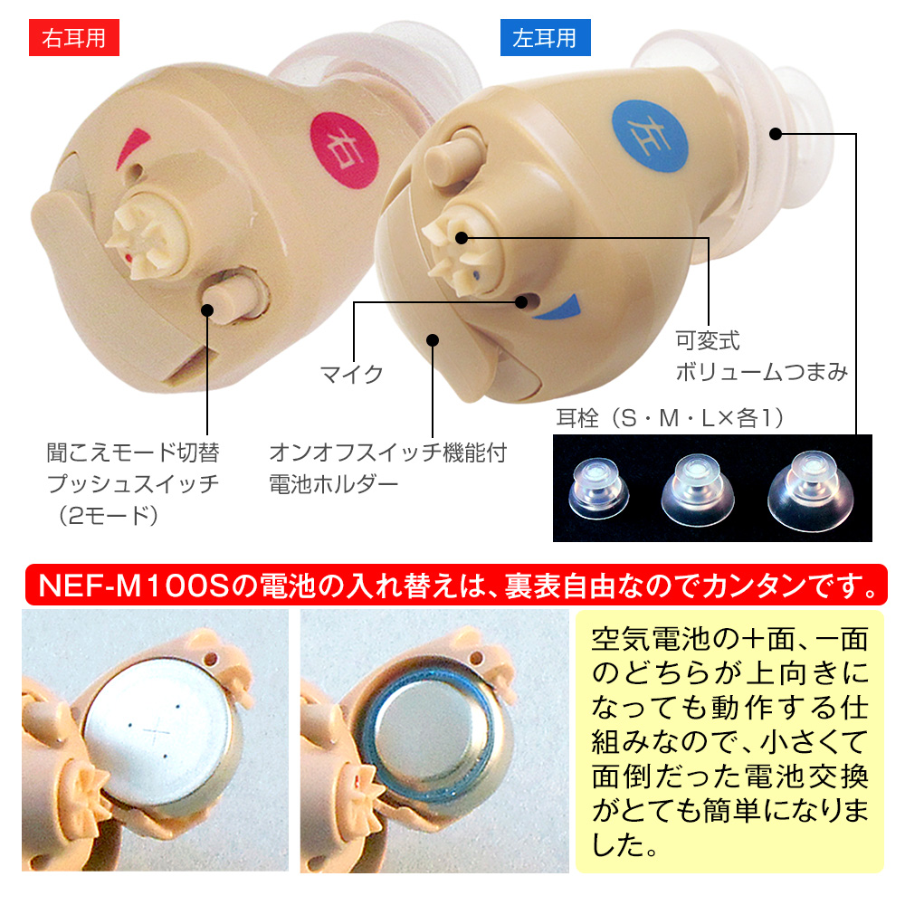 ニコン（Nikon） 補聴器 耳穴式 ニコン・エシロール NEF-M100S イヤ