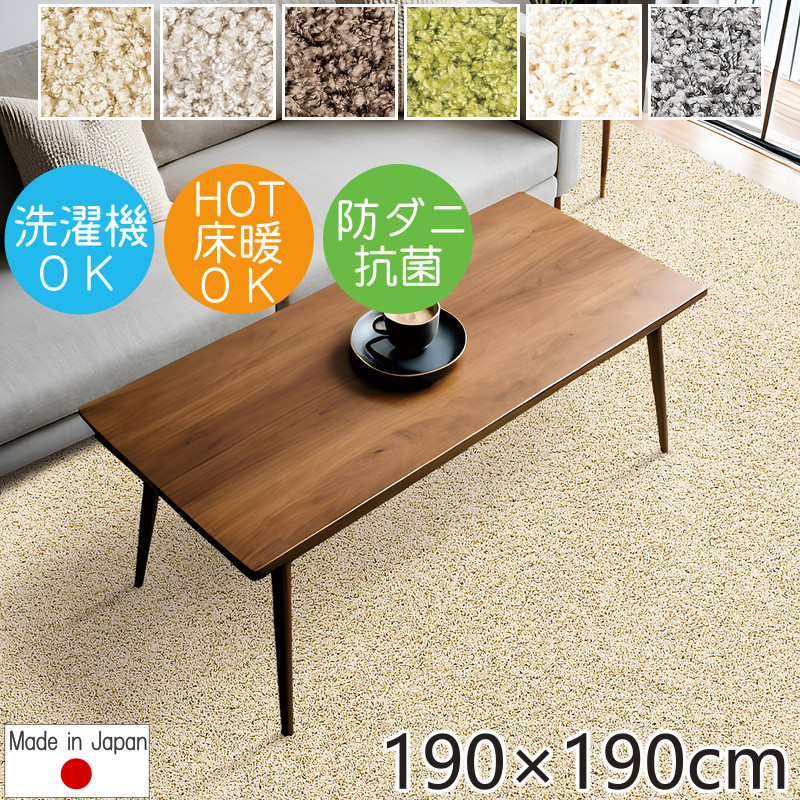 プレーベル ラグマット ラグ ジャスパー 約2畳 190×190cm 抗菌 防ダニ