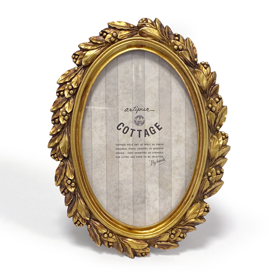 アンティーク フォトフレーム オーバル リーフ ゴールド 壁掛け フォト