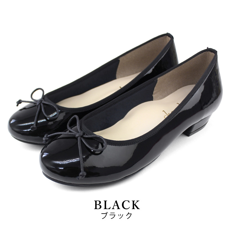 送料無料 】 日本製 リボン バレエシューズ エナメル ラウンドトゥ