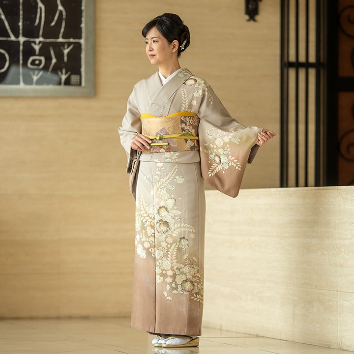 レンタル フルセット 高級正絹 訪問着 HO-FU315 白藤色 辻が花 結婚式