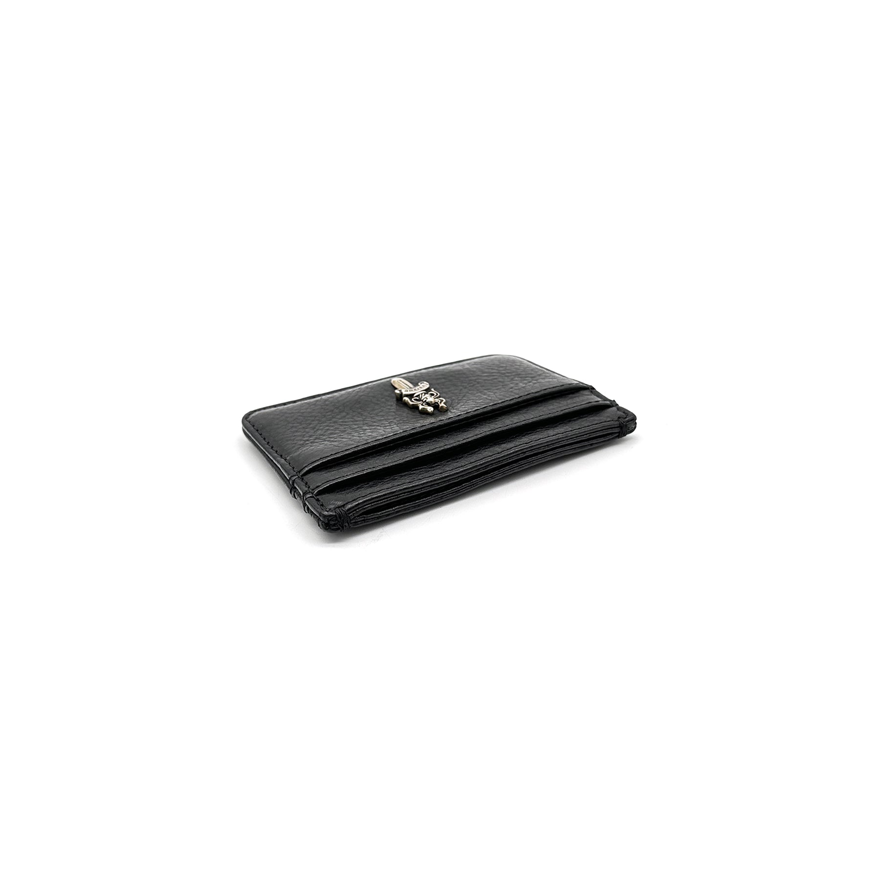 Chrome Hearts Silver Dagger Scroll Black Card Holder - SRM