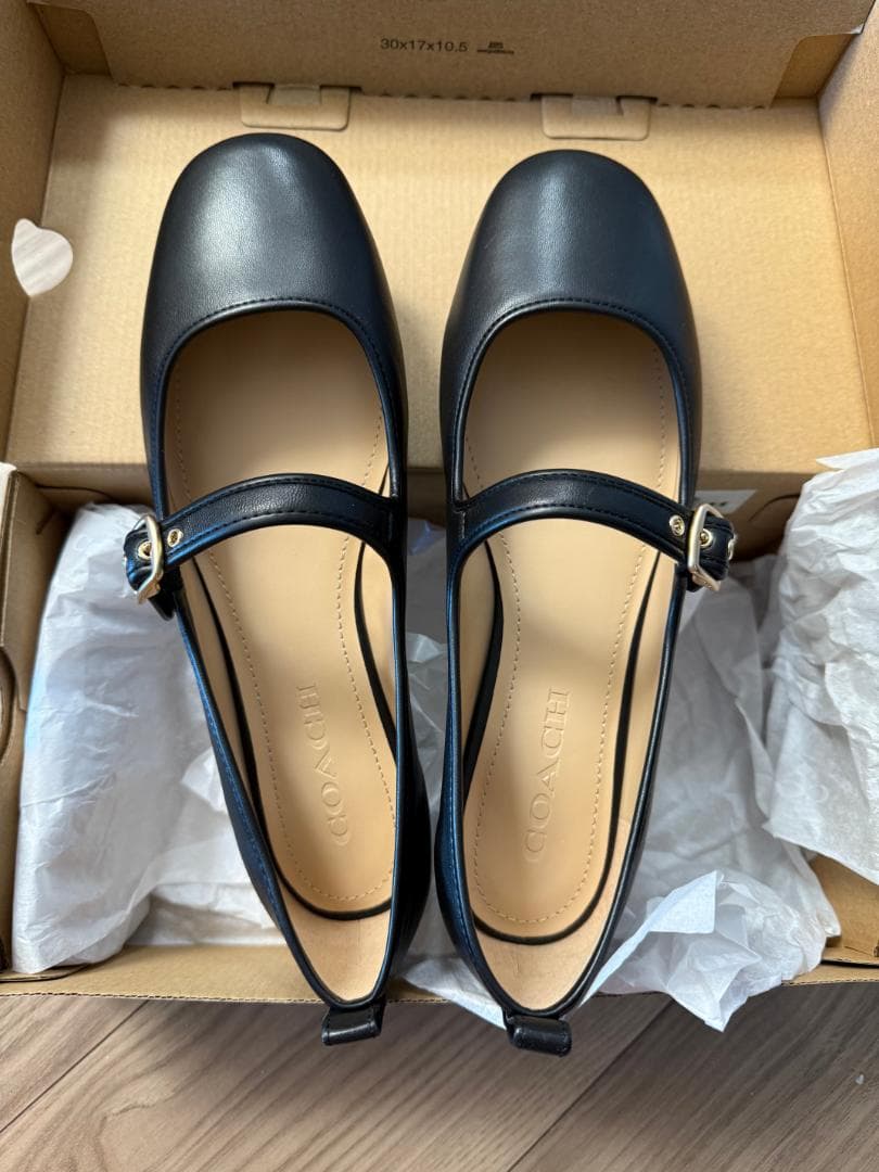 【極美品】COACH コーチ メリージェーン パンプス ブラック 24.5cm