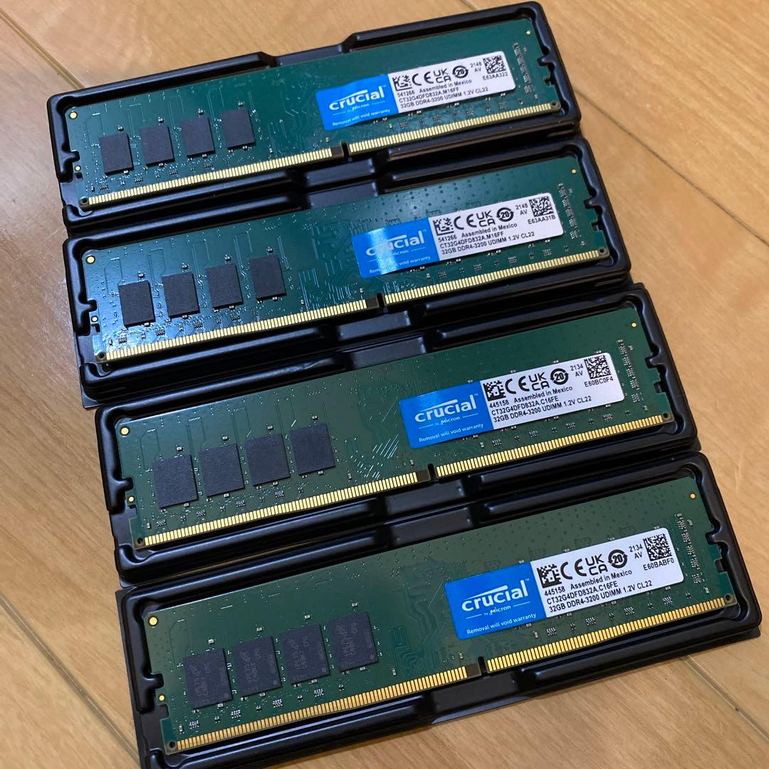 メモリ128GB/32GB×4枚 CT2K32G4DFD832A Crucial OEMPCWorld.com: Crucial CT32G4DFD832A 32GB 288p PC4-25600 CL22 16C