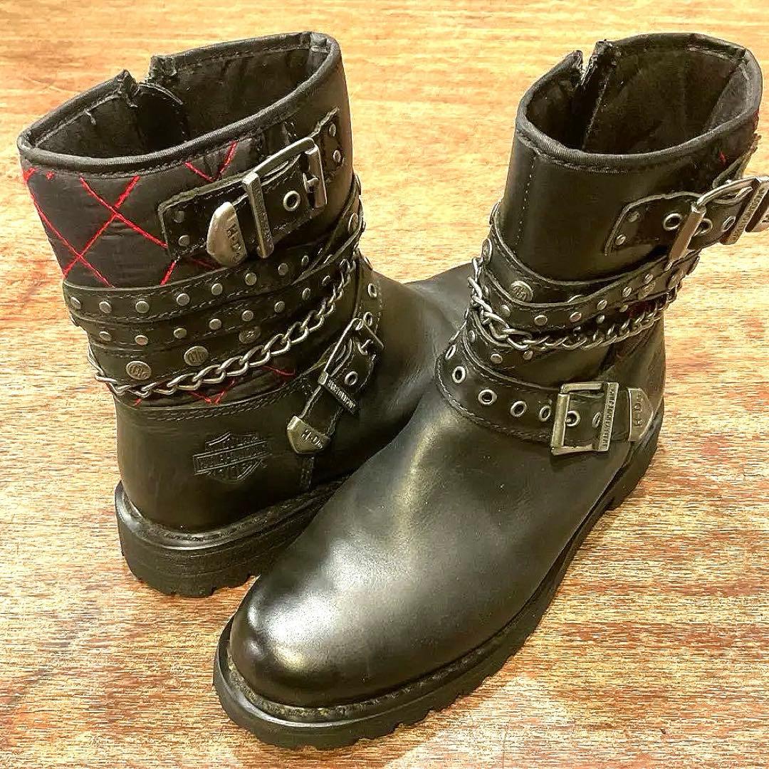 美品！ハーレーダビッドソン 87043 ショートブーツ チェーン23.5cm Harley Davidson（ハーレー・ダビッドソン） ○○ハーレーダビッドソン