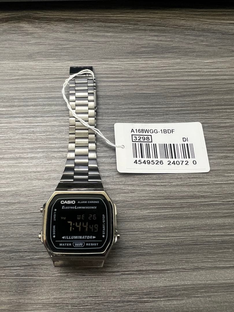 新品未使用 カシオメタルバンド ガンメタ A168WGG-1BDF 海外モデル