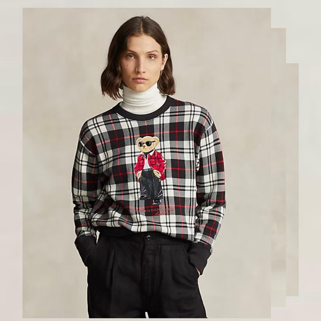 激レア☆美品【POLO ラルフローレン】S ポロベア 赤チェック 綿