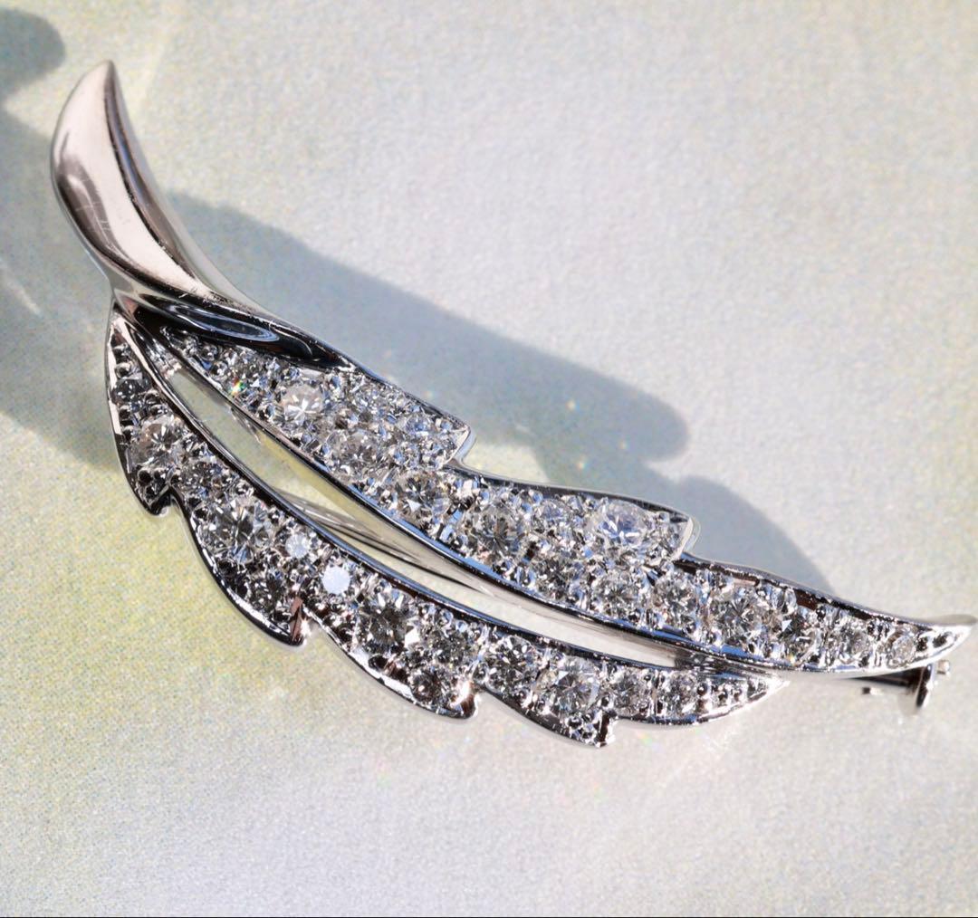 Pt900 ブルーリバー ダイヤモンド 0.66ct ブローチ