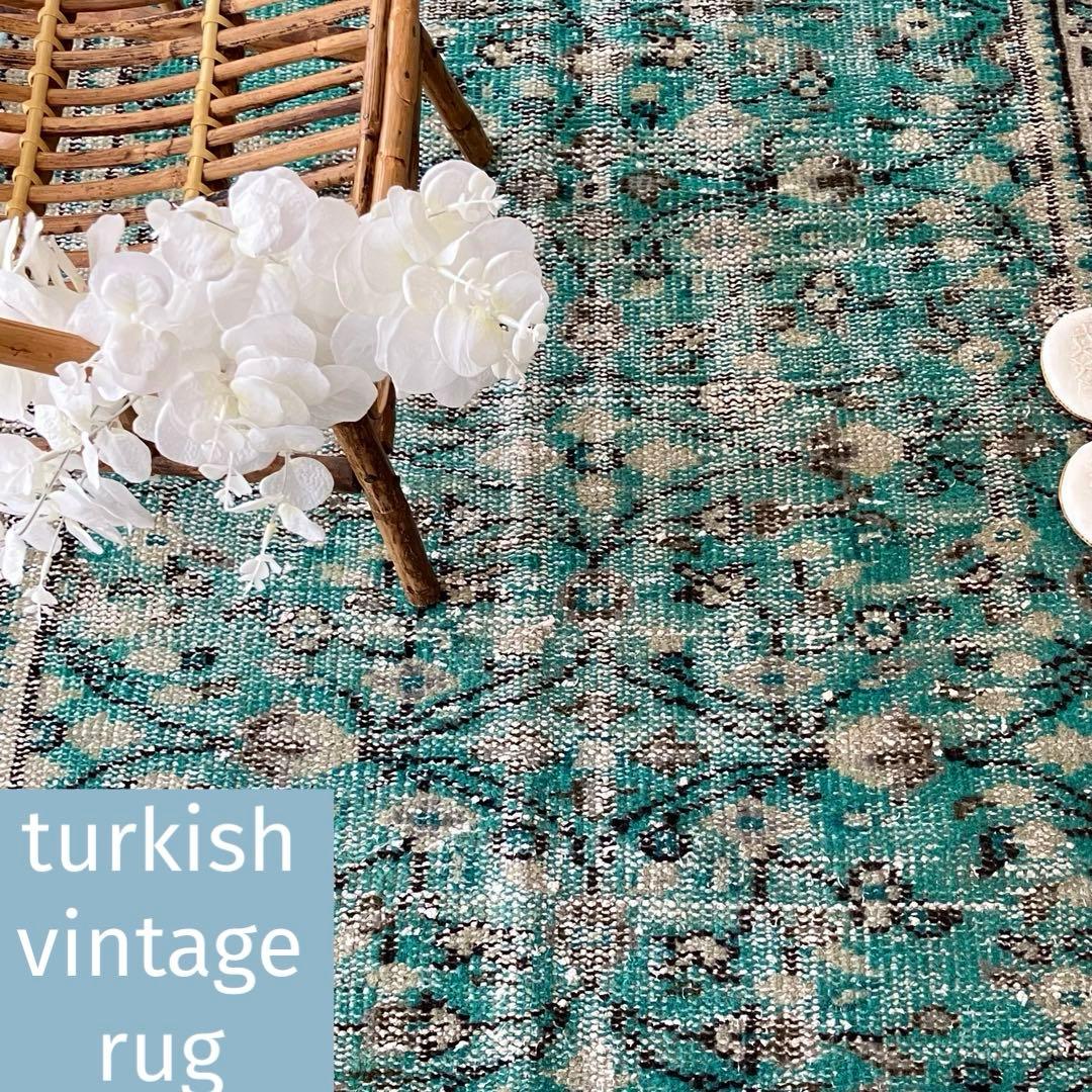 スカイブルー✳︎91×192✳︎ペールグレー 満載フラワー トルコ