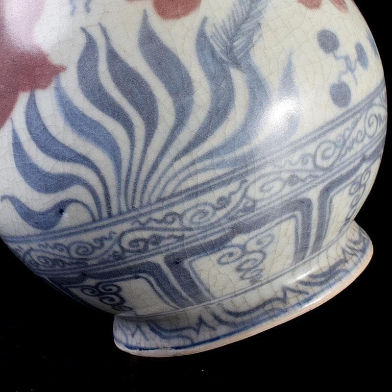 中国 青花釉裏紅 魚藻文 玉壺春瓶 C 7043 - メルカリ