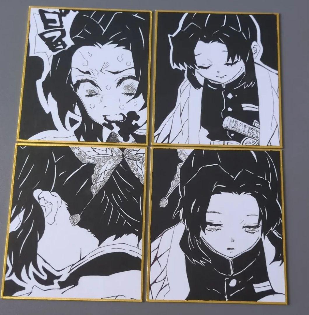 鬼滅の刃 胡蝶しのぶイラスト 色紙 手描き ファンアート - メルカリ