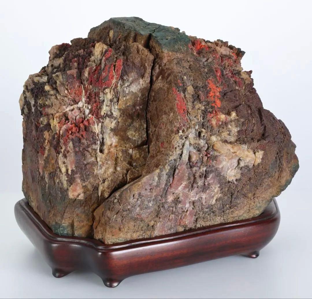 天覧 天然菊花石 大輪 6.5kg 台座付 鑑賞石 盆石 水石 自然石 美石