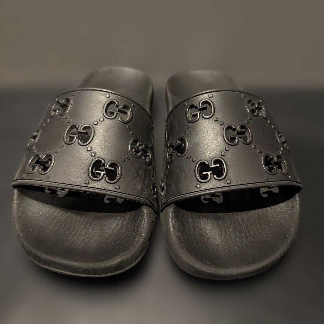 K*m様 GUCCI ブラック スライドサンダル GGロゴ グッチ GUCCI サンダル メンズ シューズ インターロッキングG スライド