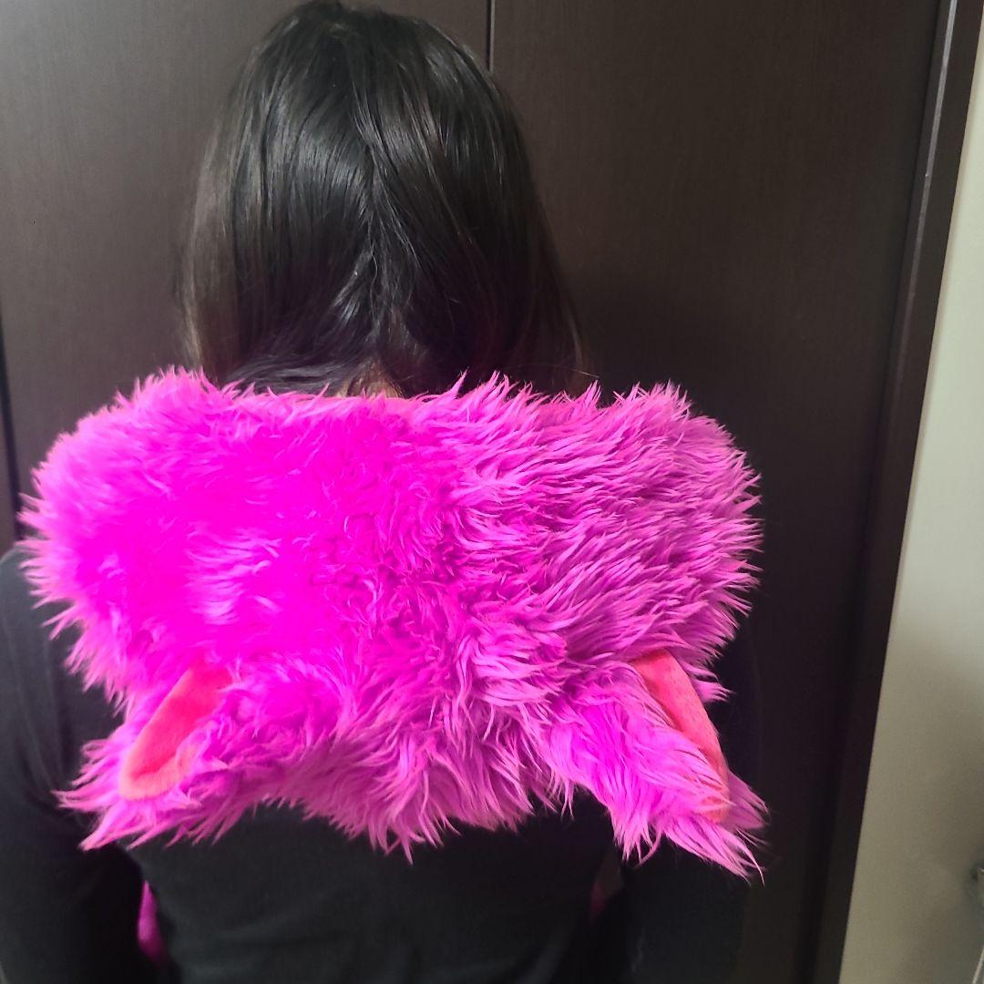 チェシャ猫 フリース耳付きフードスカーフ ピンク紫 ディズニー チシャ猫 ファンキャップ フード付きマフラー 手袋付き