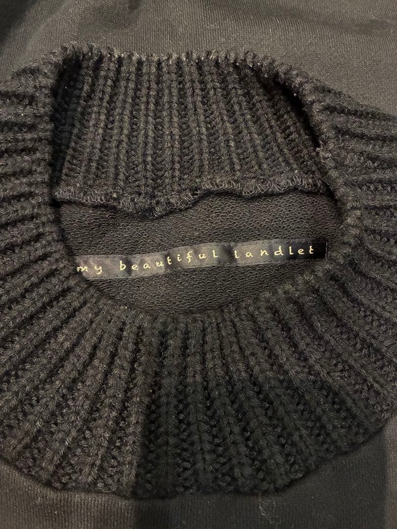 19AW my beautiful landlet ニット切替スウェット黒】