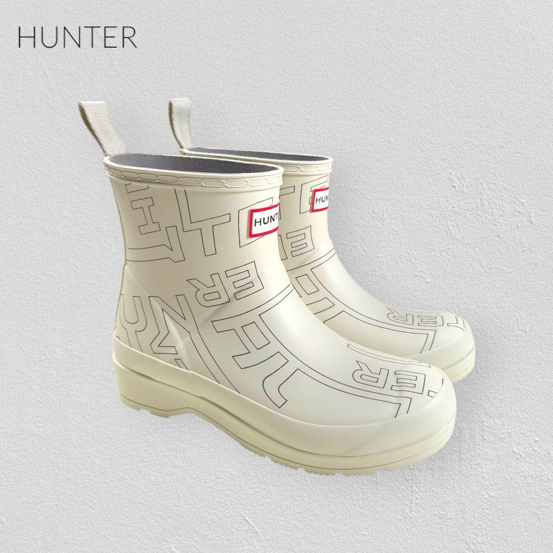 靴 HUNTER Logo Print Short Rain Boots 23cm Hunter Womens Original Short Gloss Rain Boots - Black - Jacob Time Inc
