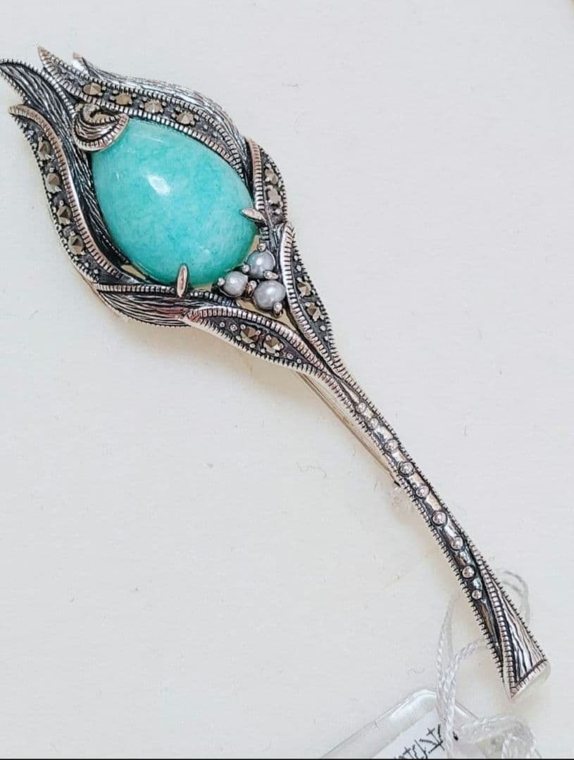 未使用品 碌山 アマゾナイト ベビー真珠 ブローチ 兼 ペンダント 楽天市場】碌山 ブローチ アンティーク グリーンアゲート パール/真珠