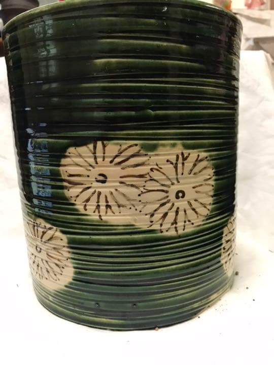 火鉢在銘　織部焼菊抜き火鉢時代アンティーク大正昭和レトロ古民具鉢カバー茶道具1個 火鉢在銘 織部焼菊抜き火鉢時代アンティーク大正昭和レトロ古民具