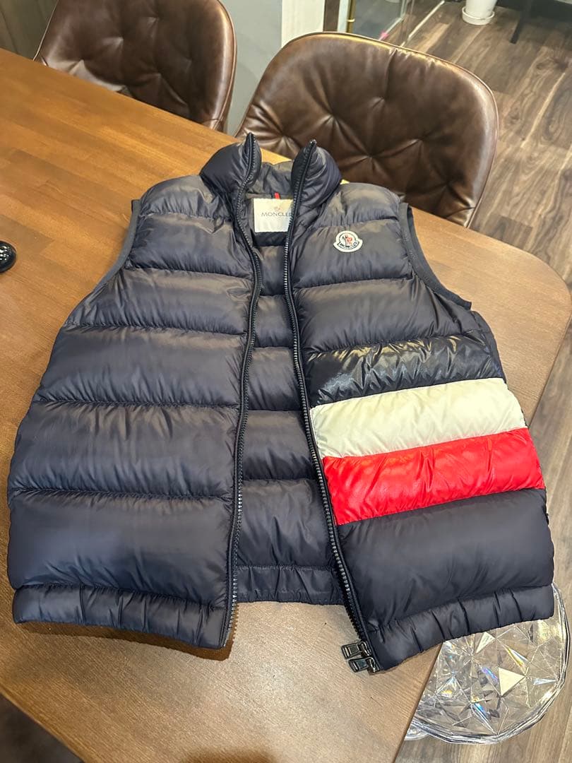モンクレール ネイビー ダウンベスト カラーブロック