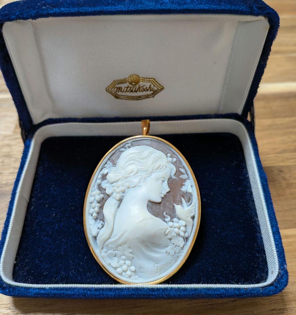 カメオブローチペンダント K18 楽天市場】K18 プラチナ ダイヤモンド シェルカメオ ブローチ