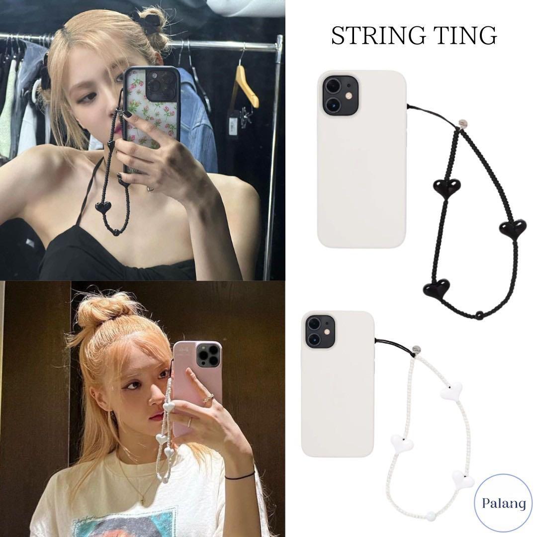 BLACKPINK ロゼ愛用 String Ting スマホストラップ ブラック - メルカリ