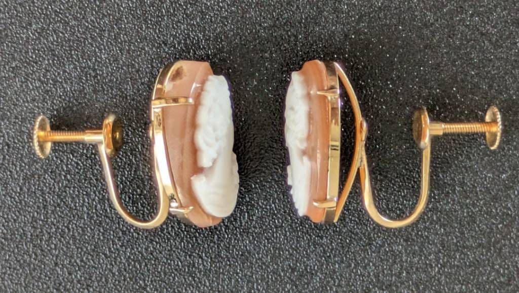 800刻印 カメオブローチ SILVER/PAT.P K18 カメオイヤリング - メルカリ