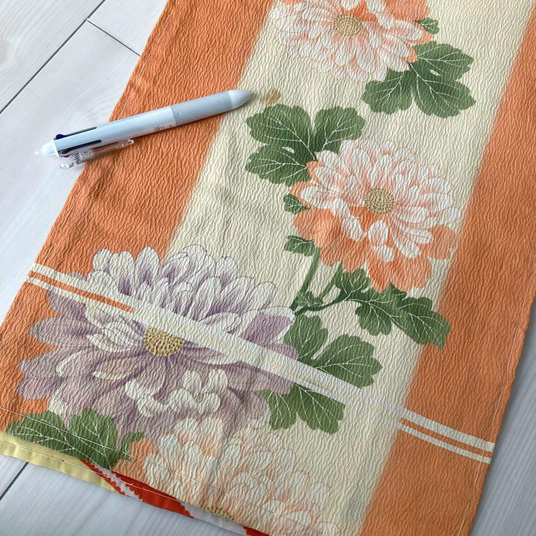 アンティーク京袋帯 しつけ糸付 刺繍の花模様 正絹 大正ロマン N2-26