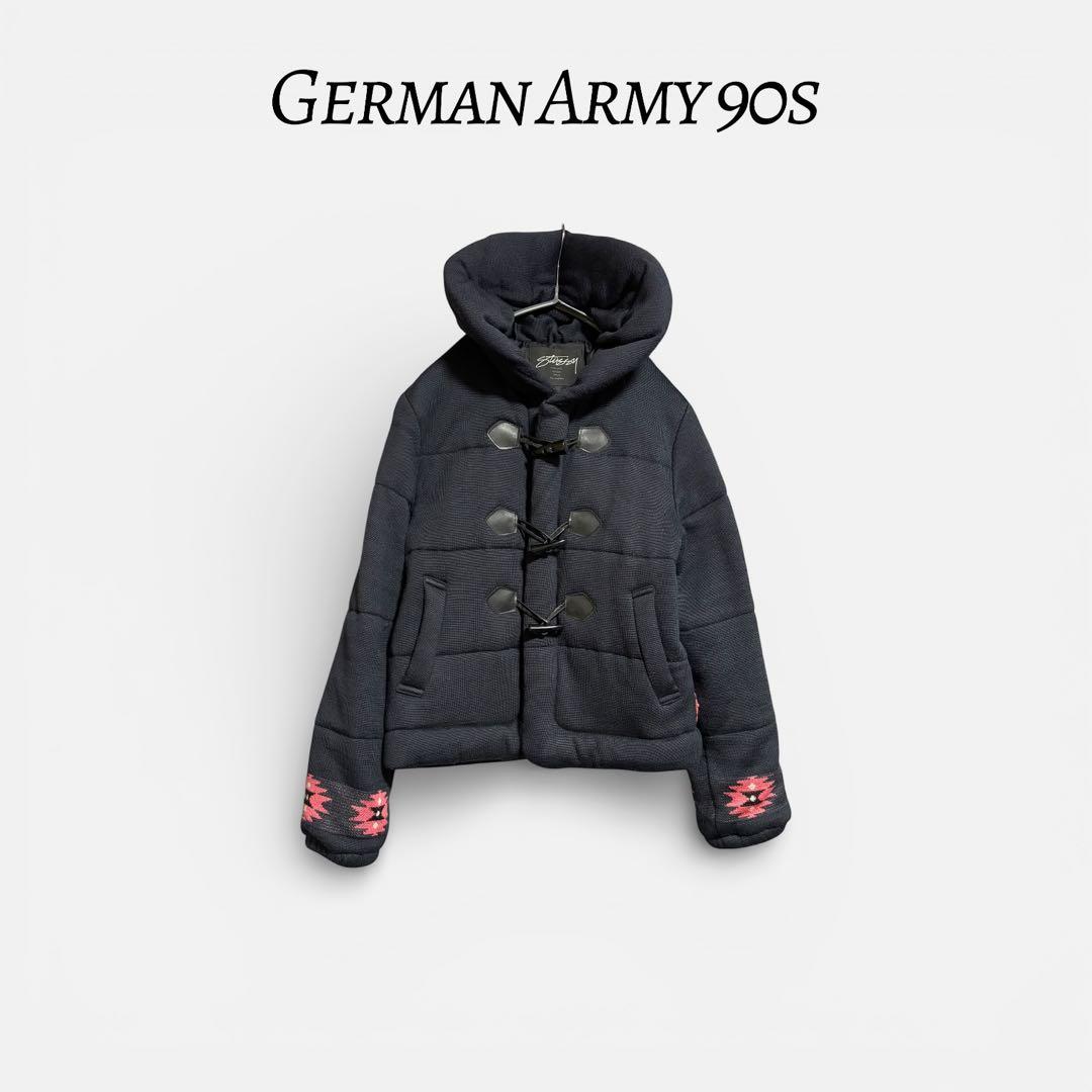 【希少】00s OLD STUSSY ネイティブ柄 ダッフルニットジャケット 黒 OLD STUSSY STADIUM JACKET（RASTA COLOR/LARGE） - 古着屋