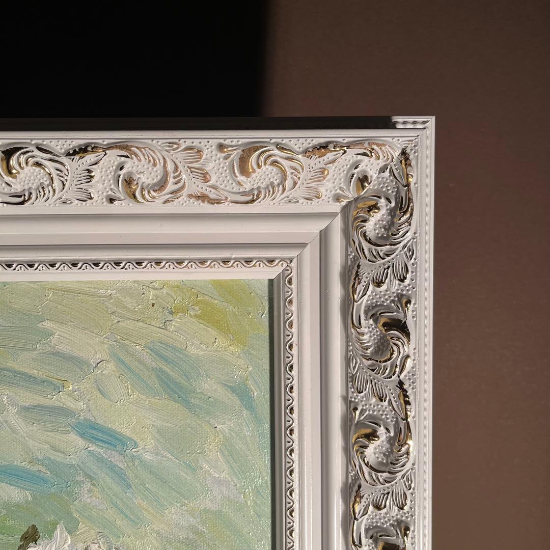 ☆秀作☆ 手書き油絵 ゴッホ 花瓶のバラ額付 肉筆絵画 オファー