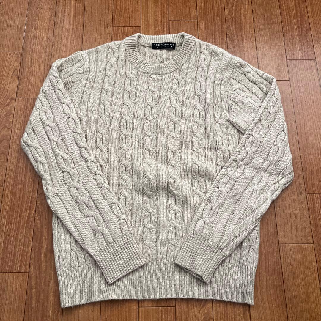 TOMORROWLAND ケーブル編み カシミアセーター セール】 イタリアンカシミヤ ケーブルクルーネックニット （ニット