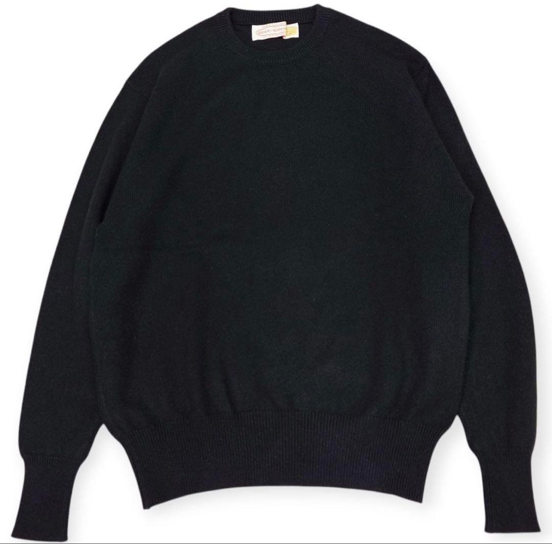 HOGG of HAWICK スコットランドカシミヤ　クルーネック　ブラック 美品】HOGG of HAWICK クルーネック カシミヤ100% ニット 黒