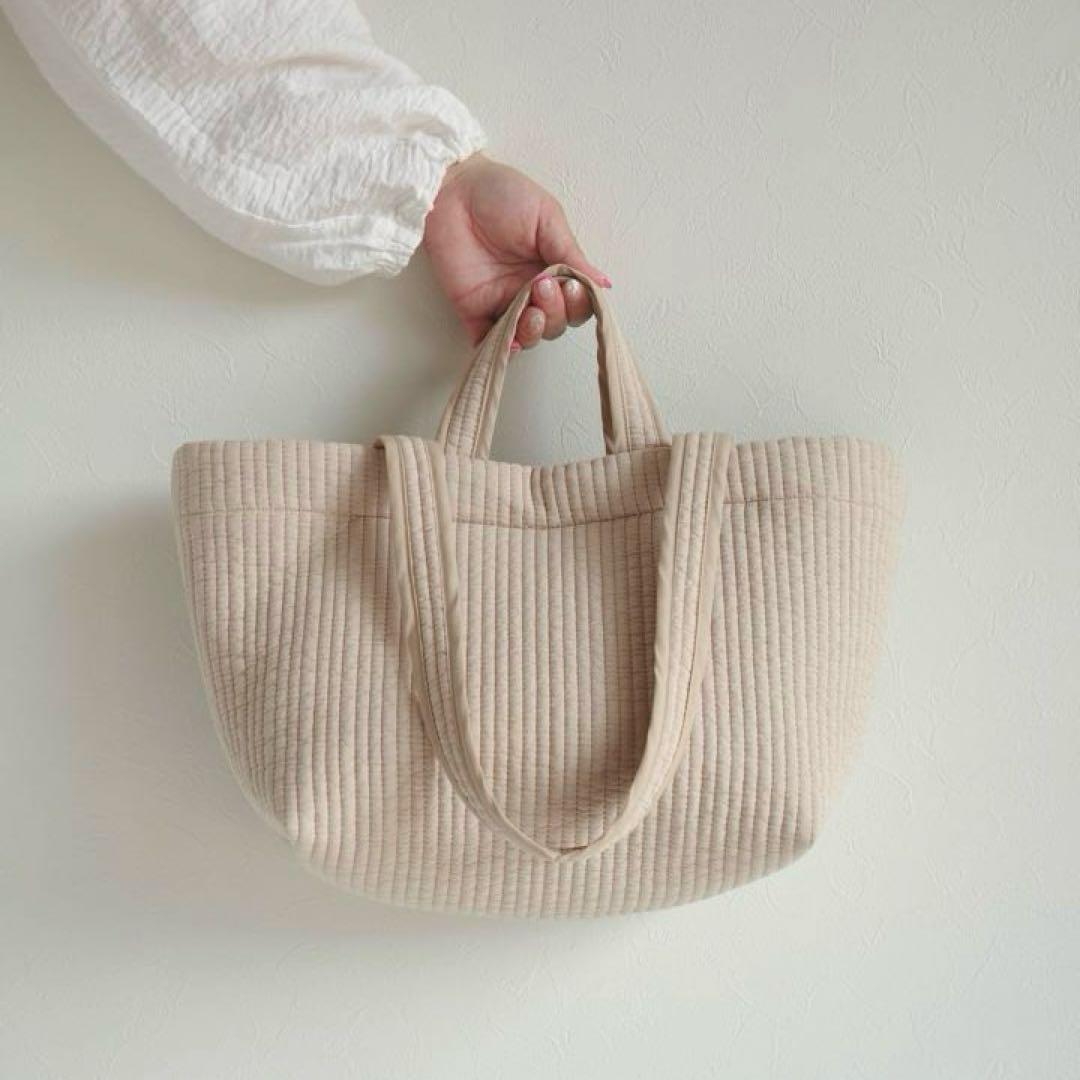 ヌビバッグ◎ミルクティー ダブルハンドル　マザーズバッグ　イブル　底板付き ヌビバッグ マザーズバッグ マザーズトート イブルバッグ ヌビトート