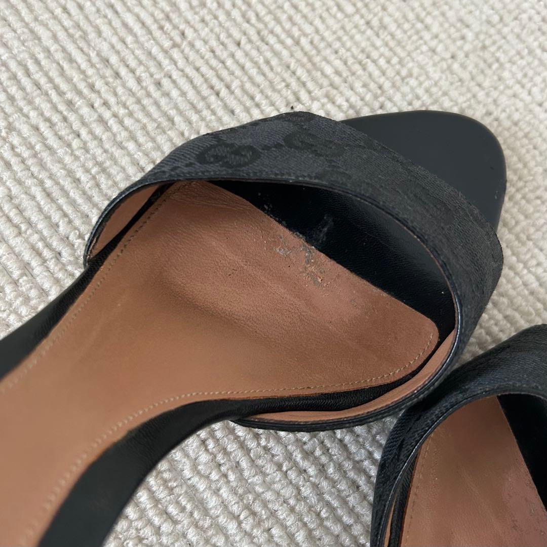 GUCCI グッチ ミュール サンダル ヒール GG 黒 24.5cm