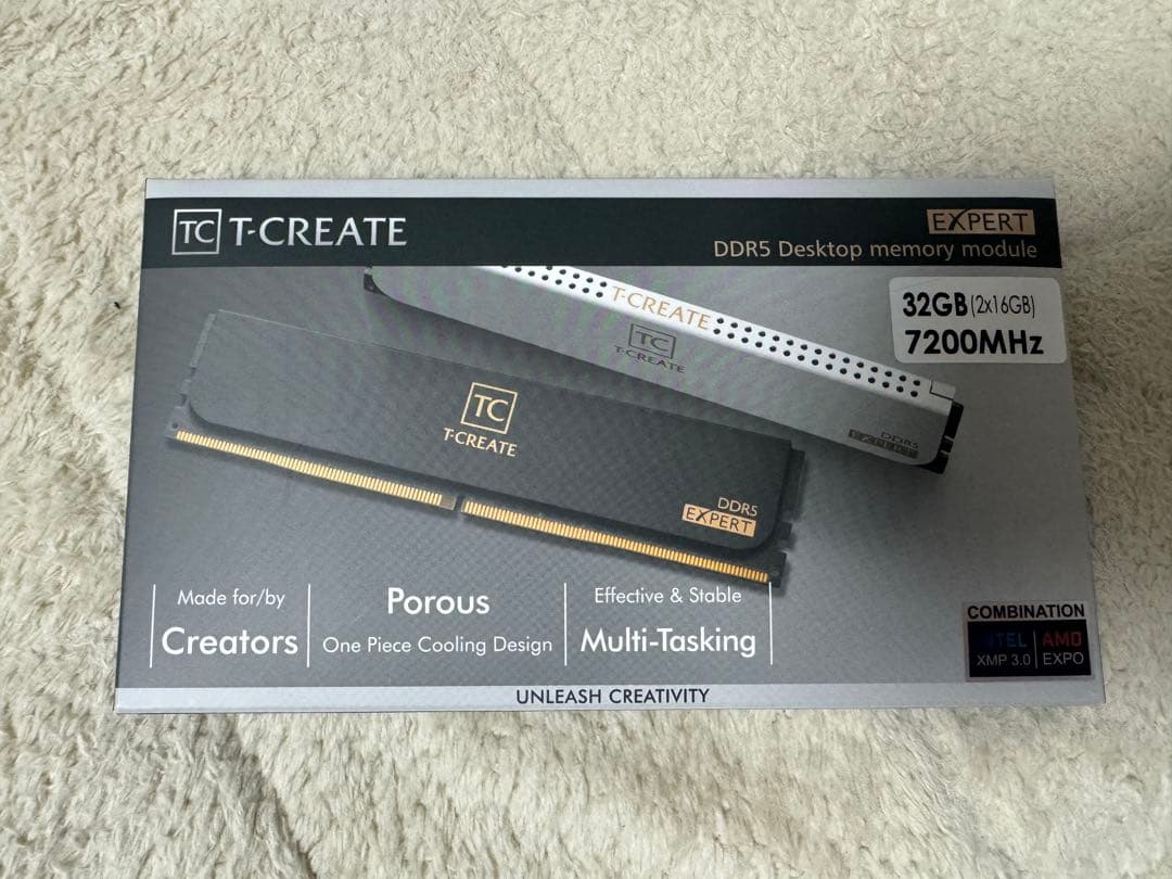 T-CREATE DDR5 7200mhz 32GB(16GB×2)白 EXPERT DDR5 DESKTOP MEMORY WHITE 32GB(2x16GB) 7200MHz CL34 - TEAMGROUP