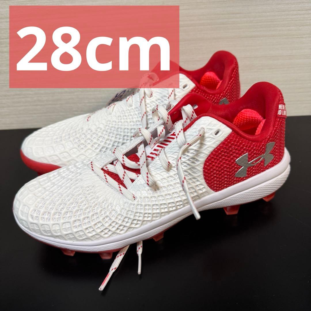 野球 ポイントスパイク アンダーアーマー レッド ホワイト ソフトボール ベース UNDER ARMOUR】ラスト1足・ポイント スパイク リードオフローラバー