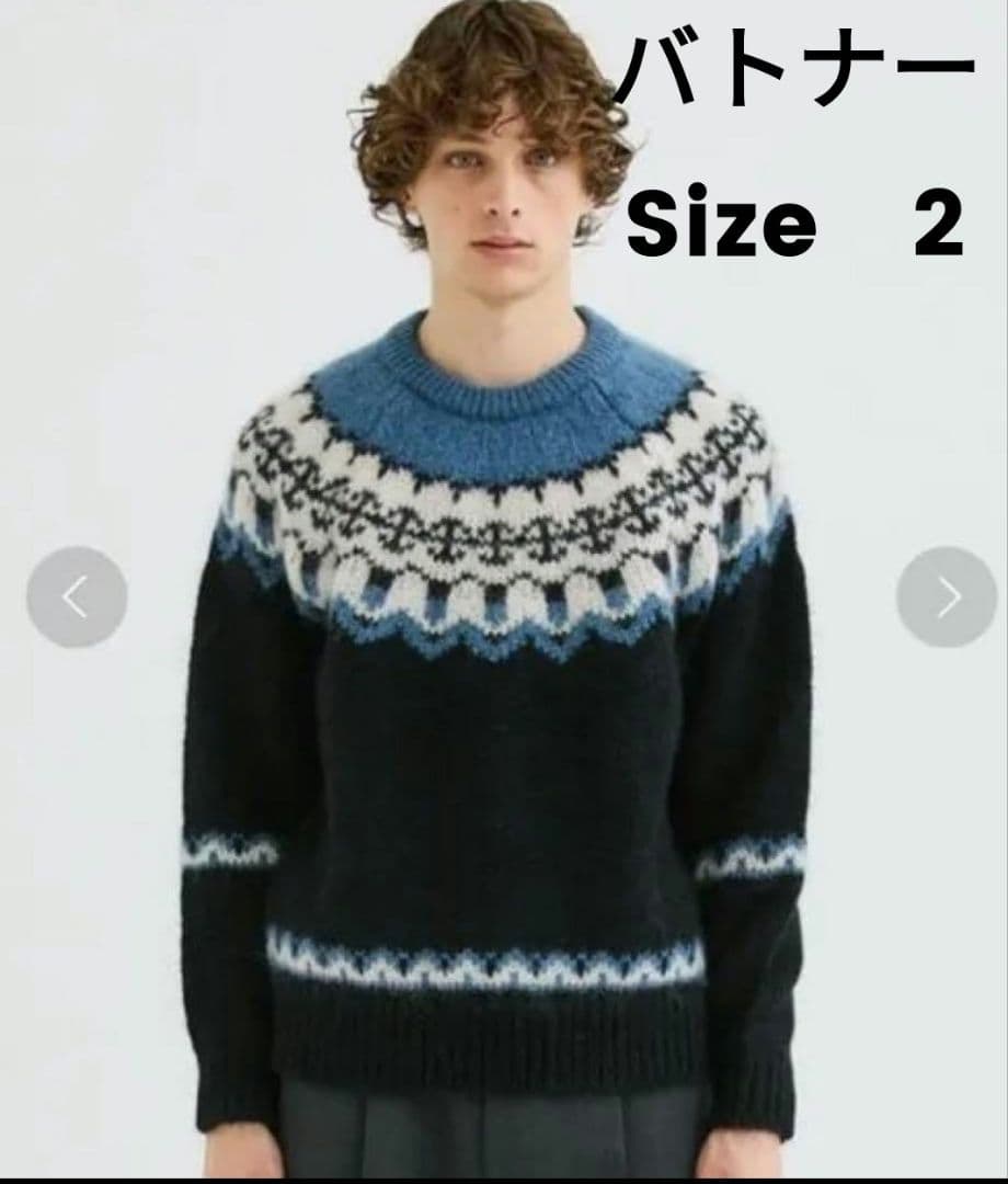 美品　BATONER ノルディック柄　モヘア　アルパカ　ニット　ノルディック バトナー ニット ノルディック柄 ウール モヘヤ アルパカ アイボリー
